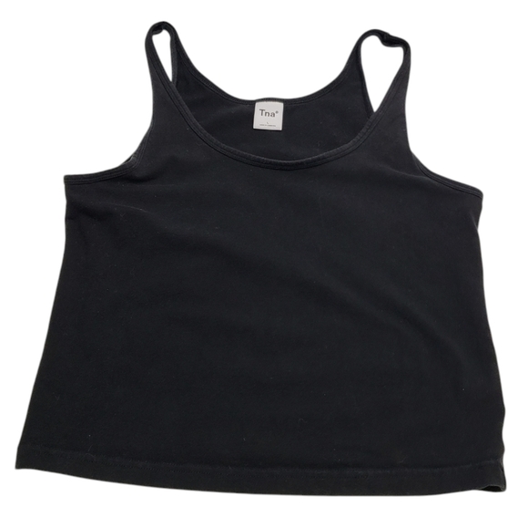 Tna Aritzia Black Women's Basic Cropped Tank Top Size Large Casual Athleisure - Picture 1 of 11